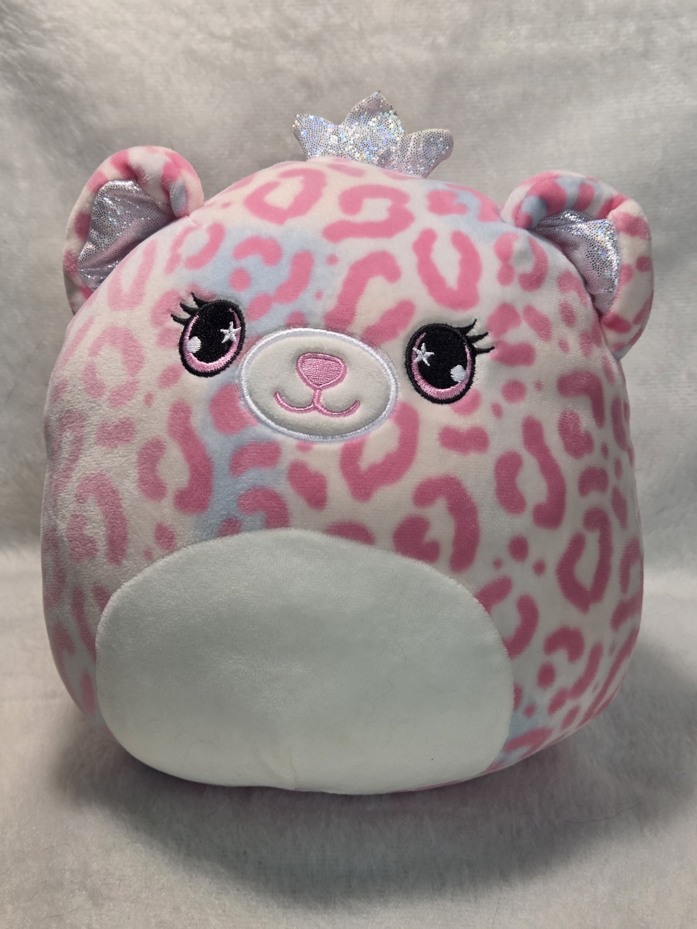BRANDI Squishmallows 8" Pink White Cheetah Anime Eyes Silver Crown NO HANGTAG